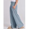 imageANRABESS Women Linen Palazzo Pants Summer Boho Wide Leg High Waist Casual Lounge Pant 2025 Beach Travel Vacation OutfitsBlue