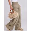 imageANRABESS Women Linen Palazzo Pants Summer Boho Wide Leg High Waist Casual Lounge Pant 2025 Beach Travel Vacation OutfitsBrown