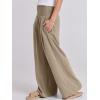 imageANRABESS Women Linen Palazzo Pants Summer Boho Wide Leg High Waist Casual Lounge Pant 2025 Beach Travel Vacation OutfitsBrown
