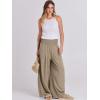 imageANRABESS Women Linen Palazzo Pants Summer Boho Wide Leg High Waist Casual Lounge Pant 2025 Beach Travel Vacation OutfitsBrown