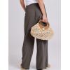 imageANRABESS Women Linen Palazzo Pants Summer Boho Wide Leg High Waist Casual Lounge Pant 2025 Beach Travel Vacation OutfitsCoffee