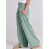 imageANRABESS Women Linen Palazzo Pants Summer Boho Wide Leg High Waist Casual Lounge Pant 2025 Beach Travel Vacation OutfitsGreen Blue