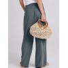 imageANRABESS Women Linen Palazzo Pants Summer Boho Wide Leg High Waist Casual Lounge Pant 2025 Beach Travel Vacation OutfitsGrey