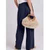 imageANRABESS Women Linen Palazzo Pants Summer Boho Wide Leg High Waist Casual Lounge Pant 2025 Beach Travel Vacation OutfitsNavy Blue