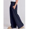 imageANRABESS Women Linen Palazzo Pants Summer Boho Wide Leg High Waist Casual Lounge Pant 2025 Beach Travel Vacation OutfitsNavy Blue