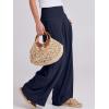 imageANRABESS Women Linen Palazzo Pants Summer Boho Wide Leg High Waist Casual Lounge Pant 2025 Beach Travel Vacation OutfitsNavy Blue