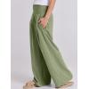 imageANRABESS Women Linen Palazzo Pants Summer Boho Wide Leg High Waist Casual Lounge Pant 2025 Beach Travel Vacation OutfitsOlive