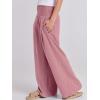 imageANRABESS Women Linen Palazzo Pants Summer Boho Wide Leg High Waist Casual Lounge Pant 2025 Beach Travel Vacation OutfitsPink