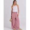 imageANRABESS Women Linen Palazzo Pants Summer Boho Wide Leg High Waist Casual Lounge Pant 2025 Beach Travel Vacation OutfitsPink