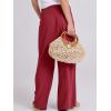 imageANRABESS Women Linen Palazzo Pants Summer Boho Wide Leg High Waist Casual Lounge Pant 2025 Beach Travel Vacation OutfitsRed