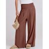 imageANRABESS Women Linen Palazzo Pants Summer Boho Wide Leg High Waist Casual Lounge Pant 2025 Beach Travel Vacation OutfitsRed Brown