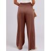 imageANRABESS Women Linen Palazzo Pants Summer Boho Wide Leg High Waist Casual Lounge Pant 2025 Beach Travel Vacation OutfitsRed Brown