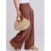 imageANRABESS Women Linen Palazzo Pants Summer Boho Wide Leg High Waist Casual Lounge Pant 2025 Beach Travel Vacation OutfitsRed Brown