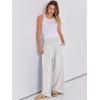 imageANRABESS Women Linen Palazzo Pants Summer Boho Wide Leg High Waist Casual Lounge Pant 2025 Beach Travel Vacation OutfitsWhite