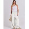 imageANRABESS Women Linen Palazzo Pants Summer Boho Wide Leg High Waist Casual Lounge Pant 2025 Beach Travel Vacation OutfitsWhite