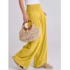 imageANRABESS Women Linen Palazzo Pants Summer Boho Wide Leg High Waist Casual Lounge Pant 2025 Beach Travel Vacation OutfitsYellow