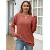 imageANRABESS Women Long Sleeve Shirts Business Casual Tunic Tops Fall Lightweight Sweaters Dressy Blouses 2025 Fashion OutfitsBurnt Orange