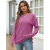 imageANRABESS Women Long Sleeve Shirts Business Casual Tunic Tops Fall Lightweight Sweaters Dressy Blouses 2025 Fashion OutfitsHot Pink