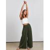 imageANRABESS Women Palazzo Pants Summer Boho Bagyy Wide Leg High Smocked Waist Casual Loose Lounge Pant with PocketArmy Green