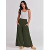 imageANRABESS Women Palazzo Pants Summer Boho Bagyy Wide Leg High Smocked Waist Casual Loose Lounge Pant with PocketArmy Green