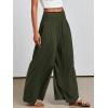 imageANRABESS Women Palazzo Pants Summer Boho Bagyy Wide Leg High Smocked Waist Casual Loose Lounge Pant with PocketArmy Green