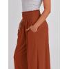 imageANRABESS Women Palazzo Pants Summer Boho Bagyy Wide Leg High Smocked Waist Casual Loose Lounge Pant with PocketBrick Red