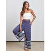 imageANRABESS Women Palazzo Pants Summer Boho Bagyy Wide Leg High Smocked Waist Casual Loose Lounge Pant with PocketFloral Pink Blue