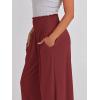 imageANRABESS Women Palazzo Pants Summer Boho Bagyy Wide Leg High Smocked Waist Casual Loose Lounge Pant with PocketWine Red