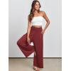 imageANRABESS Women Palazzo Pants Summer Boho Bagyy Wide Leg High Smocked Waist Casual Loose Lounge Pant with PocketWine Red