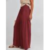 imageANRABESS Women Palazzo Pants Summer Boho Bagyy Wide Leg High Smocked Waist Casual Loose Lounge Pant with PocketWine Red