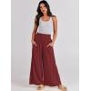 imageANRABESS Women Palazzo Pants Summer Boho Bagyy Wide Leg High Smocked Waist Casual Loose Lounge Pant with PocketWine Red