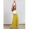imageANRABESS Women Palazzo Pants Summer Boho Bagyy Wide Leg High Smocked Waist Casual Loose Lounge Pant with PocketYellow