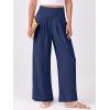 imageANRABESS Women Palazzo Pants Summer Flowy Wide Leg High Waist Lounge Trousers with Pockets 2025 Casual Beach Vacation OutfitsNavy Blue