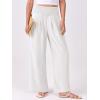 imageANRABESS Women Palazzo Pants Summer Flowy Wide Leg High Waist Lounge Trousers with Pockets 2025 Casual Beach Vacation OutfitsWhite