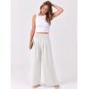 imageANRABESS Women Palazzo Pants Summer Flowy Wide Leg High Waist Lounge Trousers with Pockets 2025 Casual Beach Vacation OutfitsWhite