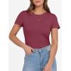 imageANRABESS Women Short Sleeve Crewneck Ribbed Knit Slim Fitted Shirts Summer Tops Basic Tee Casual 2025 Fall Outfits ClothesBurgundy