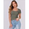imageANRABESS Women Short Sleeve Tops Scoop Neck Ribbed Knit Slim Fitted Basic Tee Shirts Casual Summer Clothes 2025 Fall OutfitsArmy Green