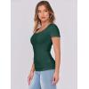 imageANRABESS Women Short Sleeve Tops Scoop Neck Ribbed Knit Slim Fitted Basic Tee Shirts Casual Summer Clothes 2025 Fall OutfitsForest Green