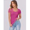 imageANRABESS Women Short Sleeve Tops Scoop Neck Ribbed Knit Slim Fitted Basic Tee Shirts Casual Summer Clothes 2025 Fall OutfitsHot Pink