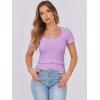 imageANRABESS Women Short Sleeve Tops Scoop Neck Ribbed Knit Slim Fitted Basic Tee Shirts Casual Summer Clothes 2025 Fall OutfitsLight Purple