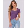 imageANRABESS Women Short Sleeve Tops Scoop Neck Ribbed Knit Slim Fitted Basic Tee Shirts Casual Summer Clothes 2025 Fall OutfitsPurple