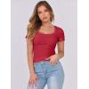 imageANRABESS Women Short Sleeve Tops Scoop Neck Ribbed Knit Slim Fitted Basic Tee Shirts Casual Summer Clothes 2025 Fall OutfitsRed