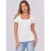 imageANRABESS Women Short Sleeve Tops Scoop Neck Ribbed Knit Slim Fitted Basic Tee Shirts Casual Summer Clothes 2025 Fall OutfitsWhite