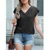 imageANRABESS Women Tops Cap Sleeve Textured Dressy Casual V Neck Shirts 2025 Summer Business Work Blouses OutfitsBlack