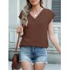 imageANRABESS Women Tops Cap Sleeve Textured Dressy Casual V Neck Shirts 2025 Summer Business Work Blouses OutfitsBrown