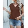 imageANRABESS Women Tops Cap Sleeve Textured Dressy Casual V Neck Shirts 2025 Summer Business Work Blouses OutfitsBrown