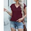 imageANRABESS Women Tops Cap Sleeve Textured Dressy Casual V Neck Shirts 2025 Summer Business Work Blouses OutfitsBurgundy