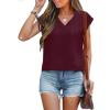 imageANRABESS Women Tops Cap Sleeve Textured Dressy Casual V Neck Shirts 2025 Summer Business Work Blouses OutfitsBurgundy