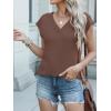 imageANRABESS Women Tops Cap Sleeve Textured Dressy Casual V Neck Shirts 2025 Summer Business Work Blouses OutfitsCoffee