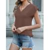 imageANRABESS Women Tops Cap Sleeve Textured Dressy Casual V Neck Shirts 2025 Summer Business Work Blouses OutfitsCoffee